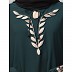 Embroidery abaya with balloon sleeves- Bottle Green